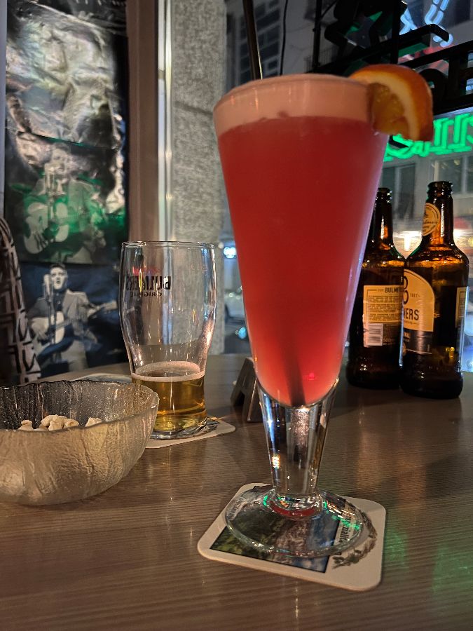 붉은 빛깔의 아름다운 칵테일