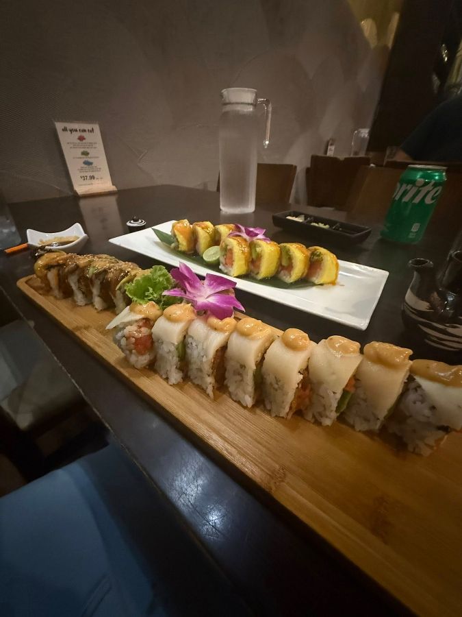 바삭한 튀김이 올라간 스시