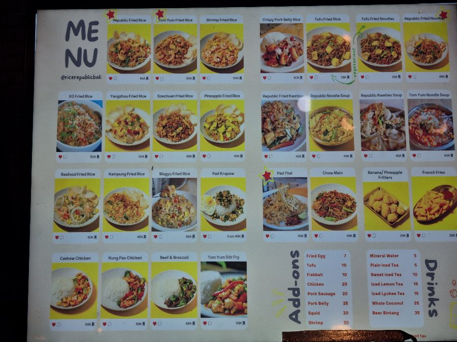 Rice Republic 메뉴판