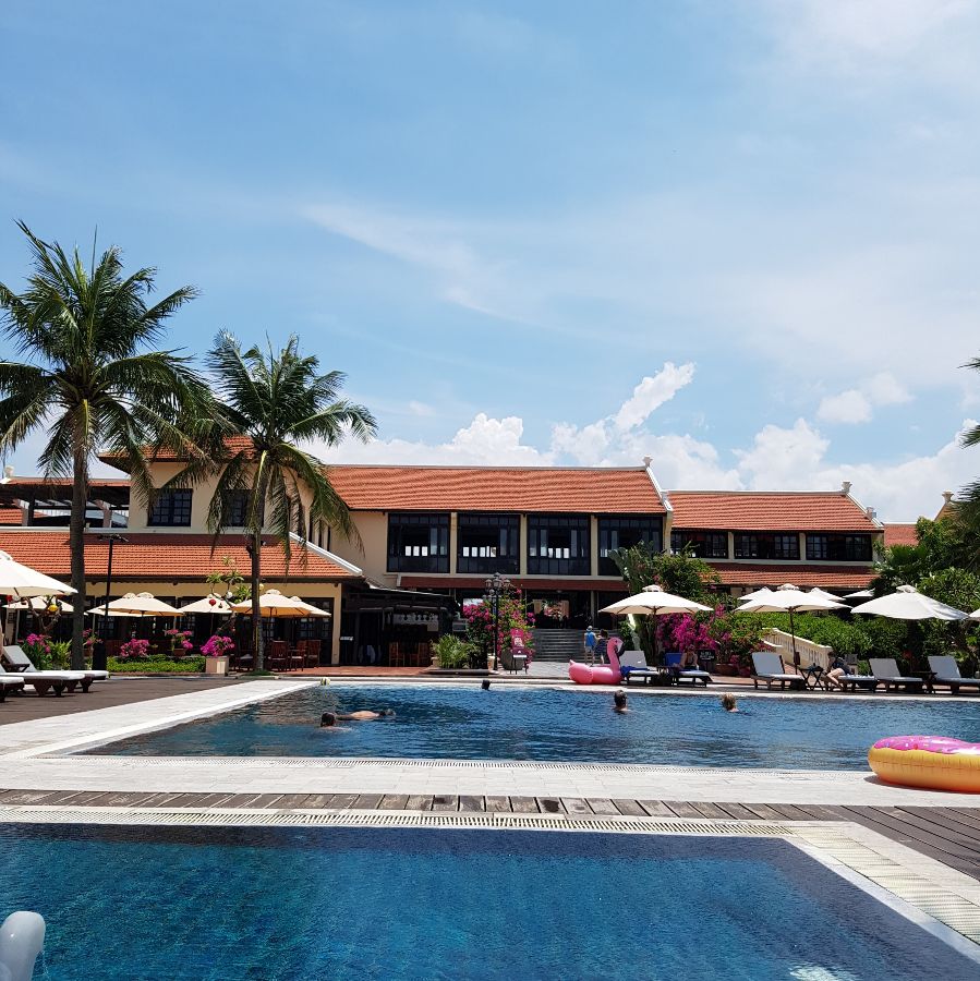 푸른 하늘과 야자수가 어우러진 풍경