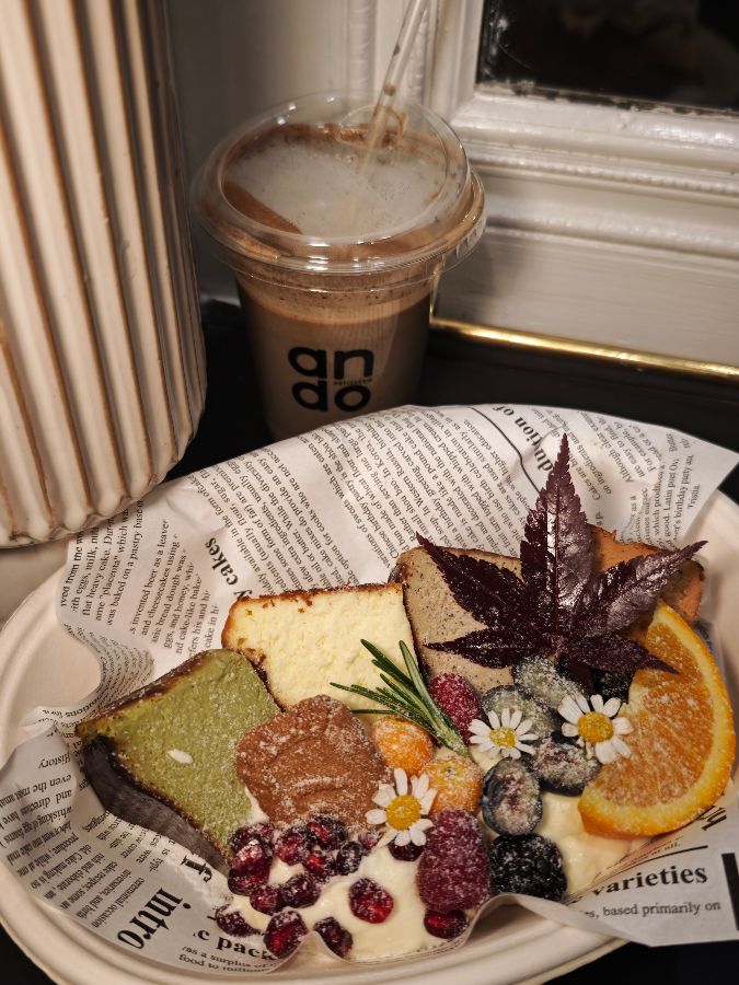 클로즈업된 디저트 플래터