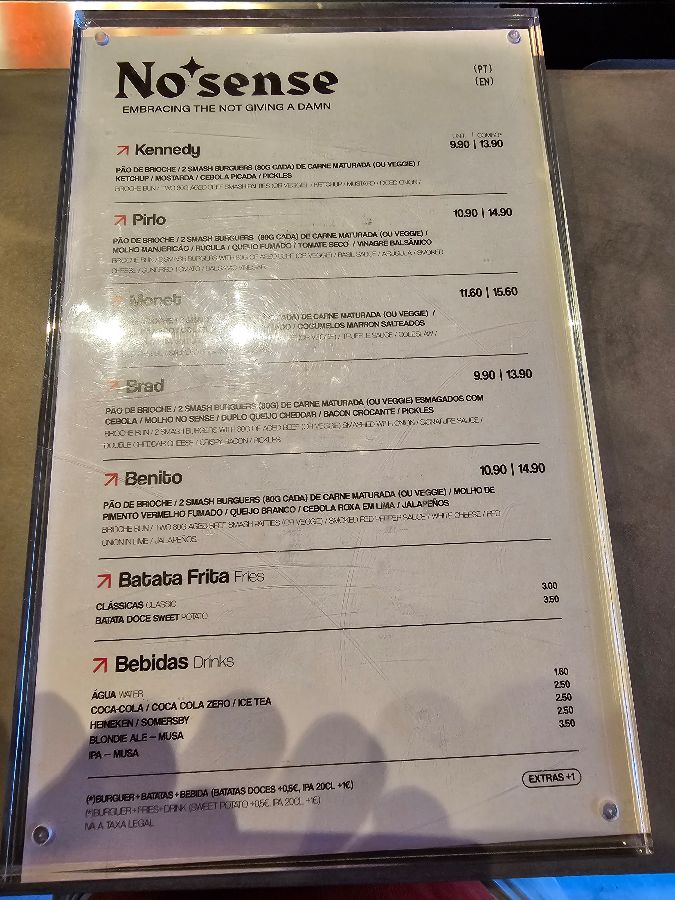 No Sense 메뉴