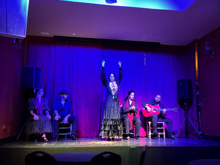 무대 위 댄서와 연주자들