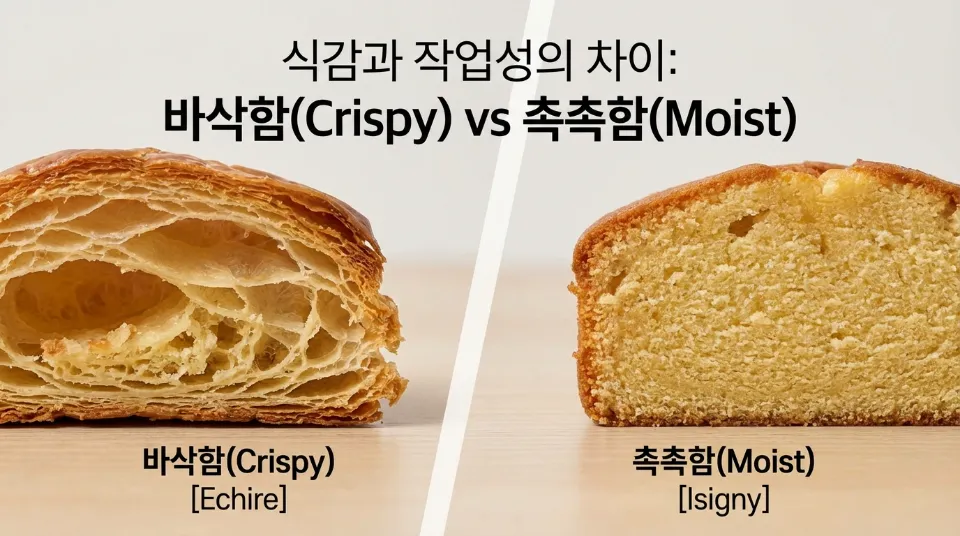 식감과 작업성의 차이: 바삭함(Crispy) vs 촉촉함(Moist)
