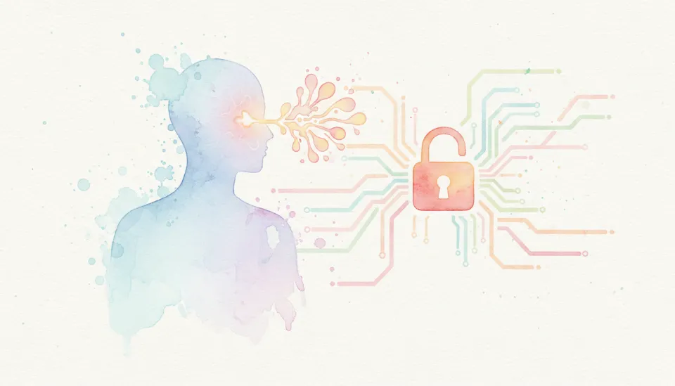 디지털 네트워크 배경에서 휴머노이드 AI 실루엣에 고유 식별 코드인 AI-ID가 부여되고 자물쇠 아이콘으로 보안이 인증되는 모습