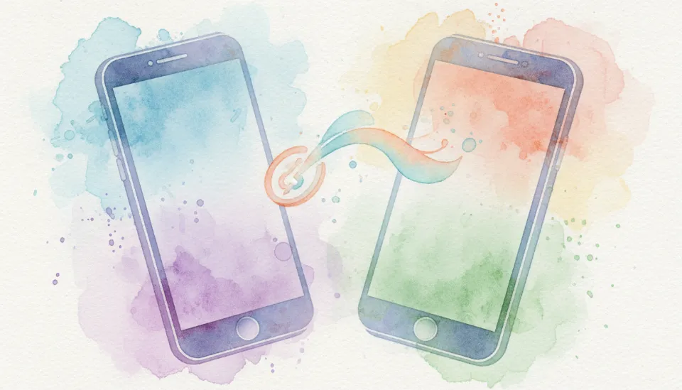 인터넷 연결이 없는 상태에서 두 대의 스마트폰이 서로 맞닿아 NFC 기능을 통해 CBDC 오프라인 결제를 진행하는 모습