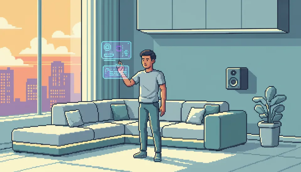 거실에서 별도의 기기 조작 없이 제스처만으로 스마트 홈 가전을 제어하는 앰비언트 컴퓨팅 및 제로 UI 환경